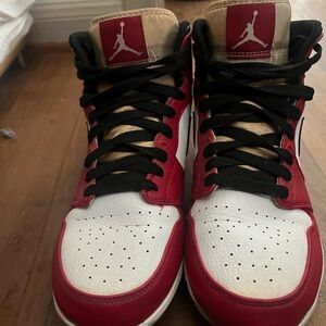 Air Jordan Red and White High-Top  cleats